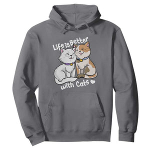 Cat Lover Hoodie Life Is Better With Cats Cute TS02 Charcoal Print Your Wear