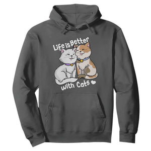 Cat Lover Hoodie Life Is Better With Cats Cute TS02 Dark Heather Print Your Wear