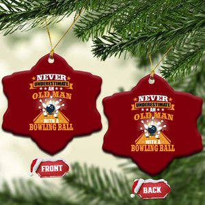 Funny Bowling Ceramic Ornament Never Underestimate Old Man Bowling Ball Mens Bowler TS02 Print Your Wear