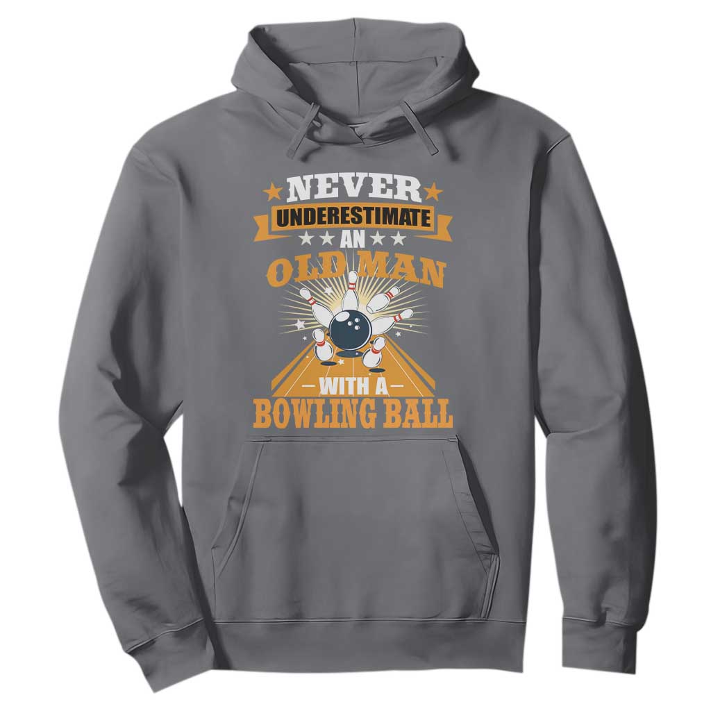 Funny Bowling Hoodie Never Underestimate Old Man Bowling Ball Mens Bowler TS02 Charcoal Print Your Wear