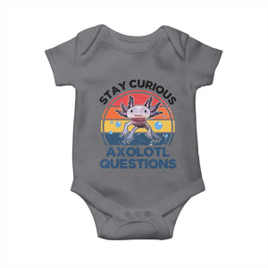 Funny Axolotl Pun Baby Onesie I Stay Curious Axolotl Question Retro TS02 Charcoal Print Your Wear