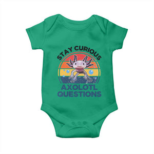 Funny Axolotl Pun Baby Onesie I Stay Curious Axolotl Question Retro TS02 Irish Green Print Your Wear