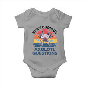 Funny Axolotl Pun Baby Onesie I Stay Curious Axolotl Question Retro TS02 Sport Gray Print Your Wear