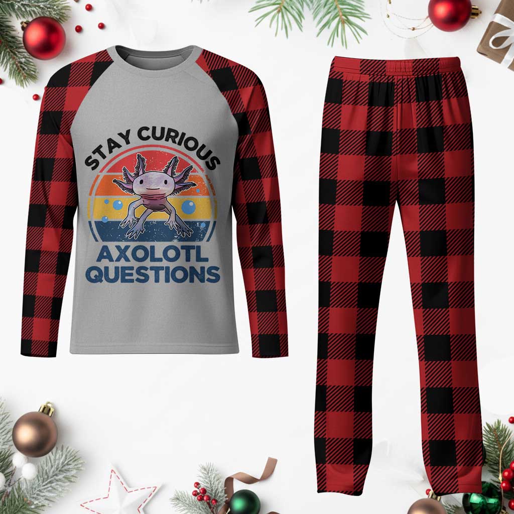 Funny Axolotl Pun Plaid Pajama Set I Stay Curious Axolotl Question Retro TS02 Buffalo Plaid Print Your Wear