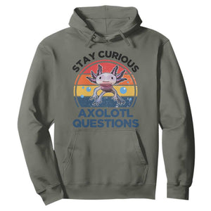 Funny Axolotl Pun Hoodie I Stay Curious Axolotl Question Retro TS02 Military Green Print Your Wear