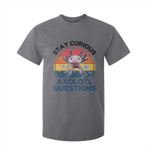 Funny Axolotl Pun T Shirt For Kid I Stay Curious Axolotl Question Retro TS02 Charcoal Print Your Wear