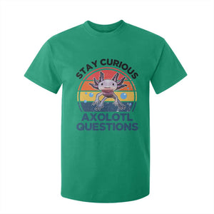 Funny Axolotl Pun T Shirt For Kid I Stay Curious Axolotl Question Retro TS02 Irish Green Print Your Wear