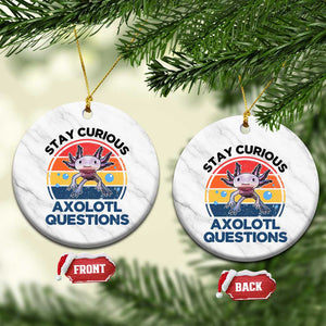 Funny Axolotl Pun Ceramic Ornament I Stay Curious Axolotl Question Retro TS02 1pc White Marble Print Your Wear