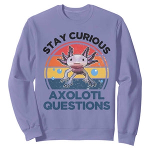 Funny Axolotl Pun Sweatshirt I Stay Curious Axolotl Question Retro TS02 Violet Print Your Wear