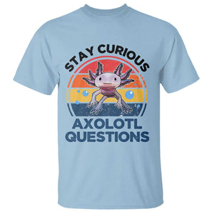 Funny Axolotl Pun T Shirt I Stay Curious Axolotl Question Retro TS02 Light Blue Print Your Wear