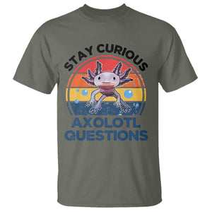 Funny Axolotl Pun T Shirt I Stay Curious Axolotl Question Retro TS02 Military Green Print Your Wear