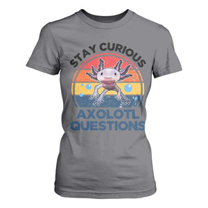 Funny Axolotl Pun T Shirt For Women I Stay Curious Axolotl Question Retro TS02 Charcoal Print Your Wear