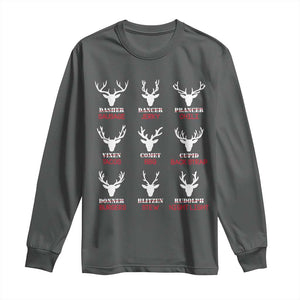 Funny Deer Hunting Long Sleeve Shirt Hunter of All Santa's Reindeer TS02 Dark Heather Print Your Wear