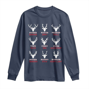 Funny Deer Hunting Long Sleeve Shirt Hunter of All Santa's Reindeer TS02 Navy Print Your Wear