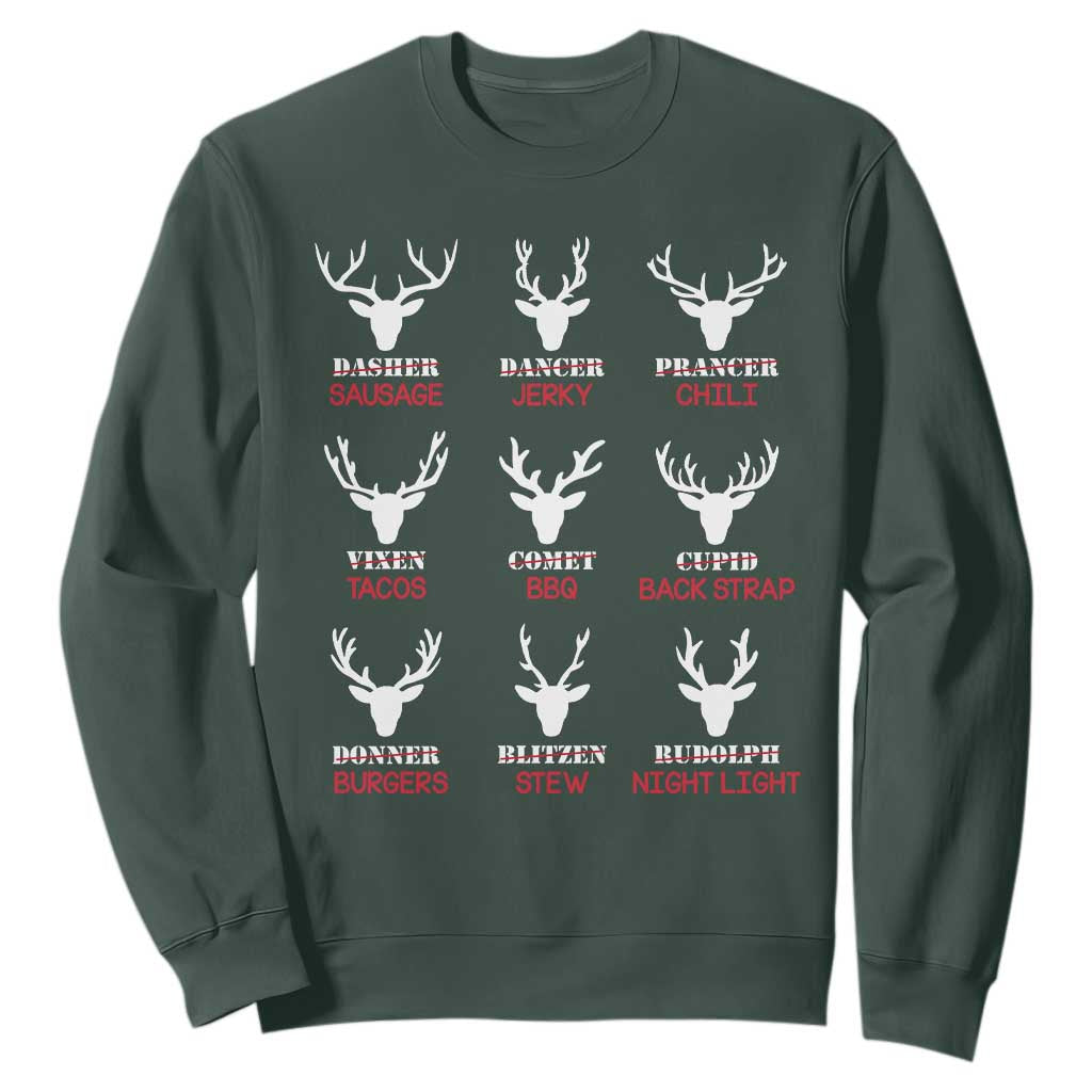 Funny Deer Hunting Sweatshirt Hunter of All Santa's Reindeer TS02 Dark Forest Green Print Your Wear