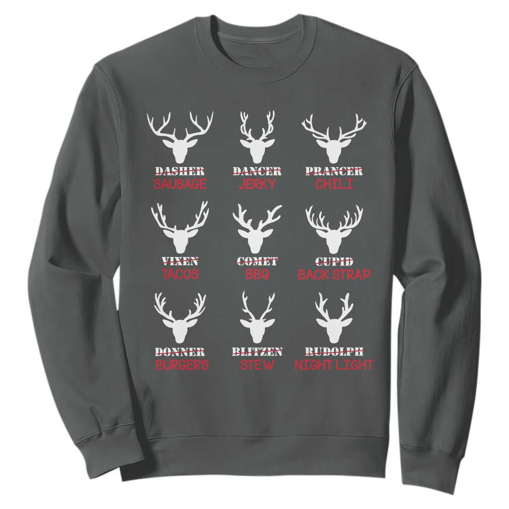 Funny Deer Hunting Sweatshirt Hunter of All Santa's Reindeer TS02 Dark Heather Print Your Wear
