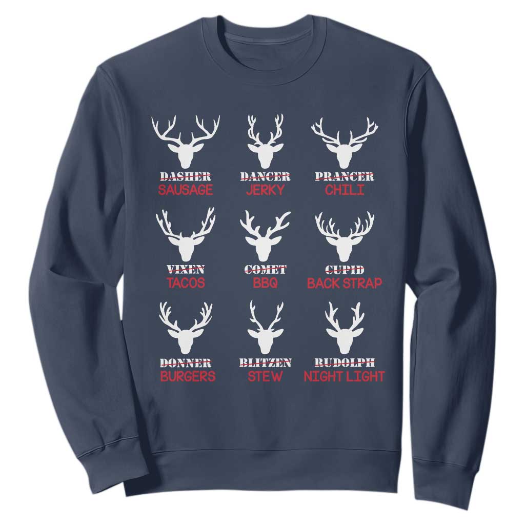 Funny Deer Hunting Sweatshirt Hunter of All Santa's Reindeer TS02 Navy Print Your Wear