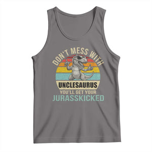 Funny Uncle Dinosaur Tank Top Don't Mess With Unclesaurus You'll Get Jurasskicked TS02 Deep Heather Print Your Wear