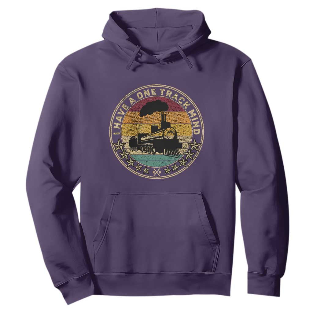 Funny I Have A One Track Mind Hoodie Train Railroad Retro Engine Model TS02 Purple Print Your Wear
