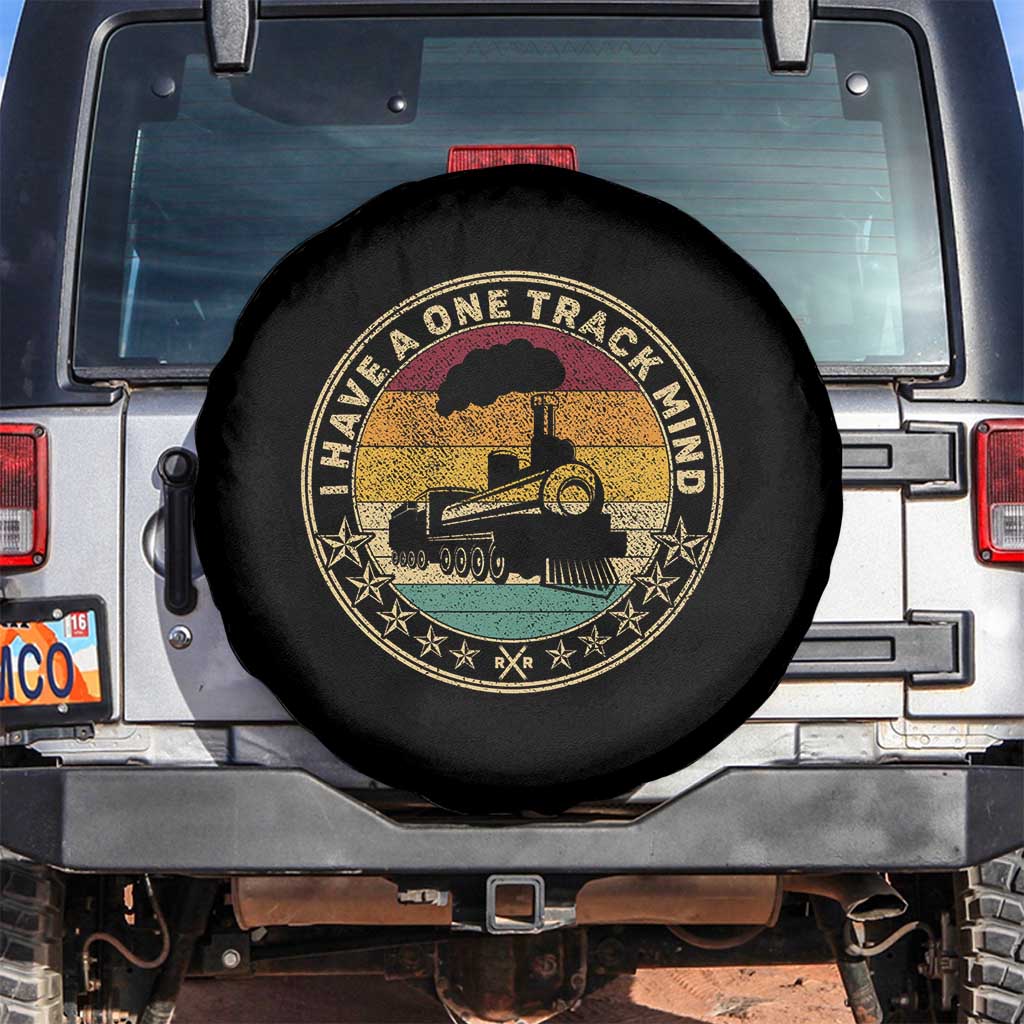 Funny I Have A One Track Mind Spare Tire Cover Train Railroad Retro Engine Model TS02 No hole Black Print Your Wear