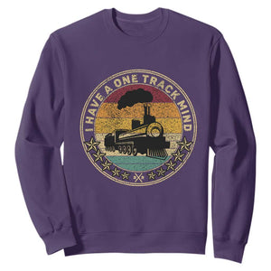 Funny I Have A One Track Mind Sweatshirt Train Railroad Retro Engine Model TS02 Purple Print Your Wear