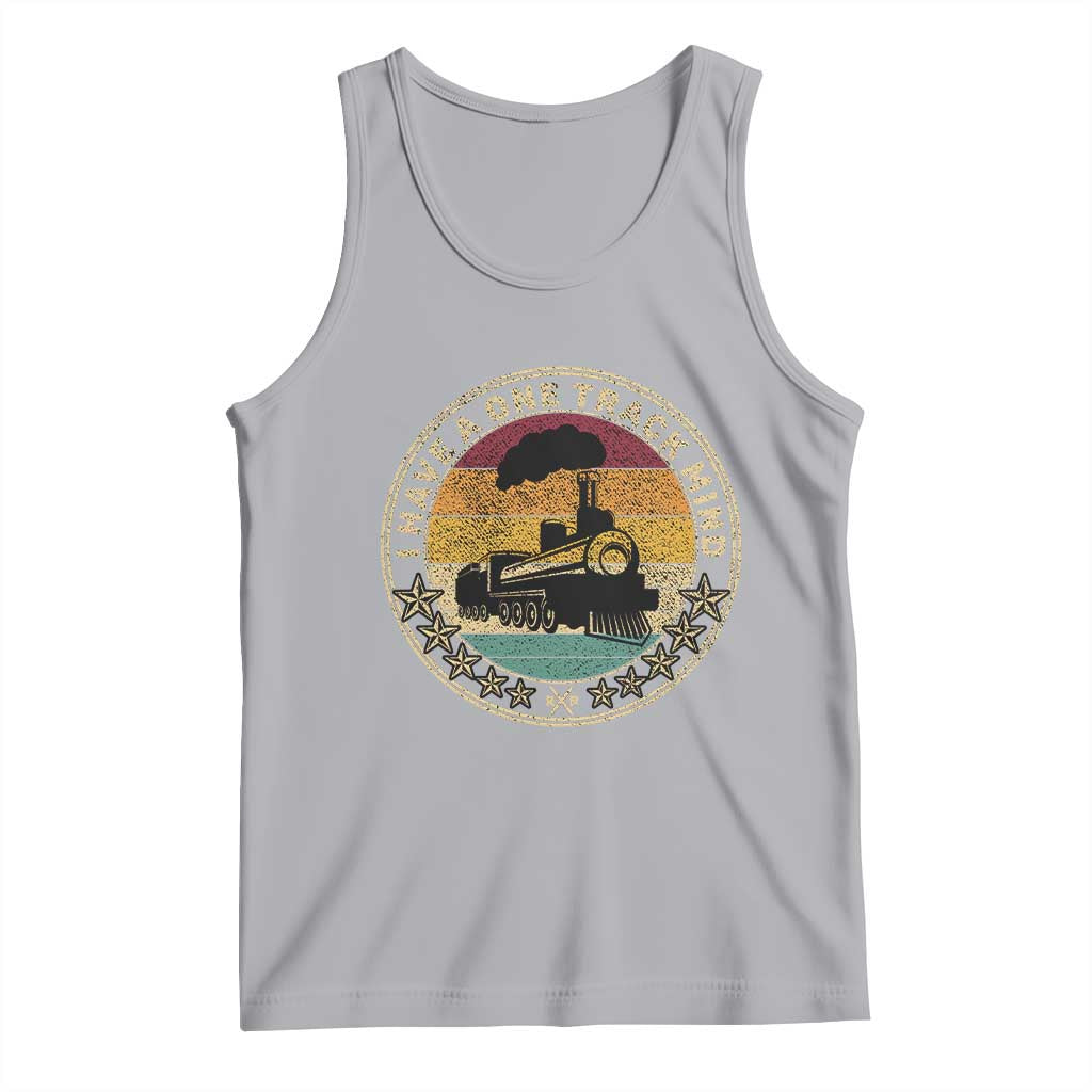 Funny I Have A One Track Mind Tank Top Train Railroad Retro Engine Model TS02 Athletic Heather Print Your Wear