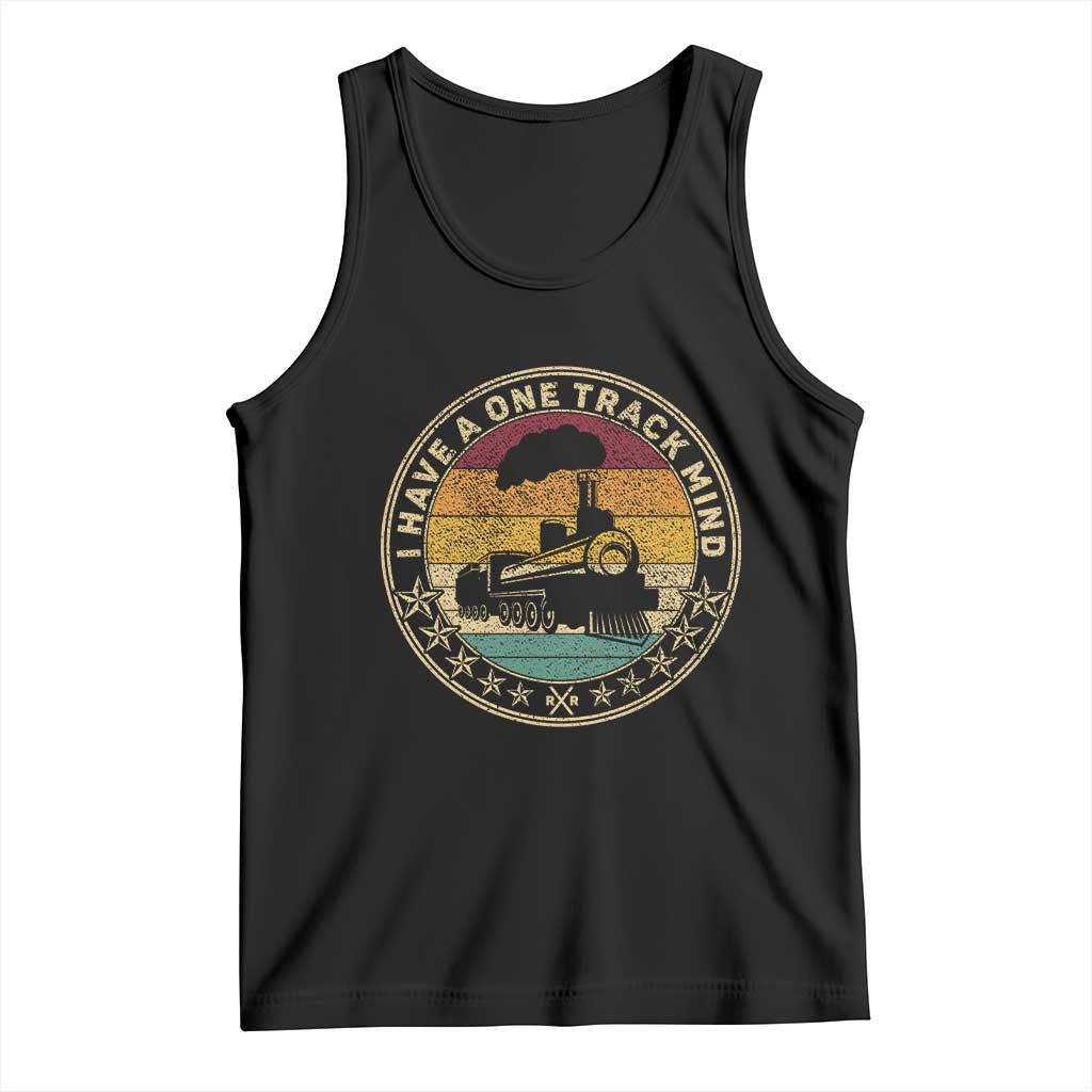 Funny I Have A One Track Mind Tank Top Train Railroad Retro Engine Model TS02 Black Print Your Wear