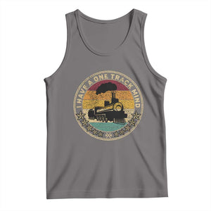 Funny I Have A One Track Mind Tank Top Train Railroad Retro Engine Model TS02 Deep Heather Print Your Wear