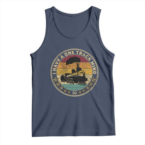Funny I Have A One Track Mind Tank Top Train Railroad Retro Engine Model TS02 Navy Print Your Wear