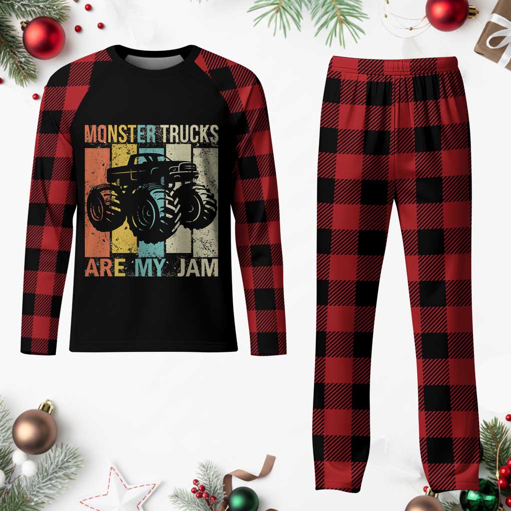 Monster Trucks Are My Jam Plaid Pajama Set Vintage Retro TS02 Buffalo Plaid Print Your Wear