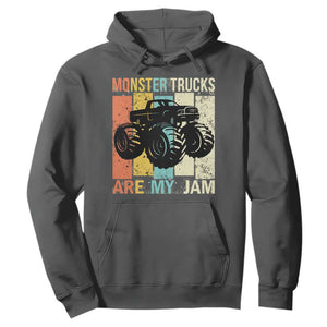 Monster Trucks Are My Jam Hoodie Vintage Retro TS02 Dark Heather Print Your Wear