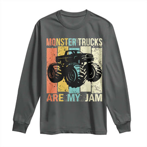 Monster Trucks Are My Jam Long Sleeve Shirt Vintage Retro TS02 Dark Heather Print Your Wear