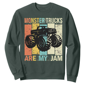 Monster Trucks Are My Jam Sweatshirt Vintage Retro TS02 Dark Forest Green Print Your Wear