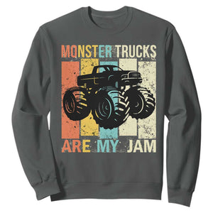 Monster Trucks Are My Jam Sweatshirt Vintage Retro TS02 Dark Heather Print Your Wear