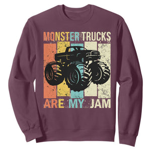 Monster Trucks Are My Jam Sweatshirt Vintage Retro TS02 Maroon Print Your Wear
