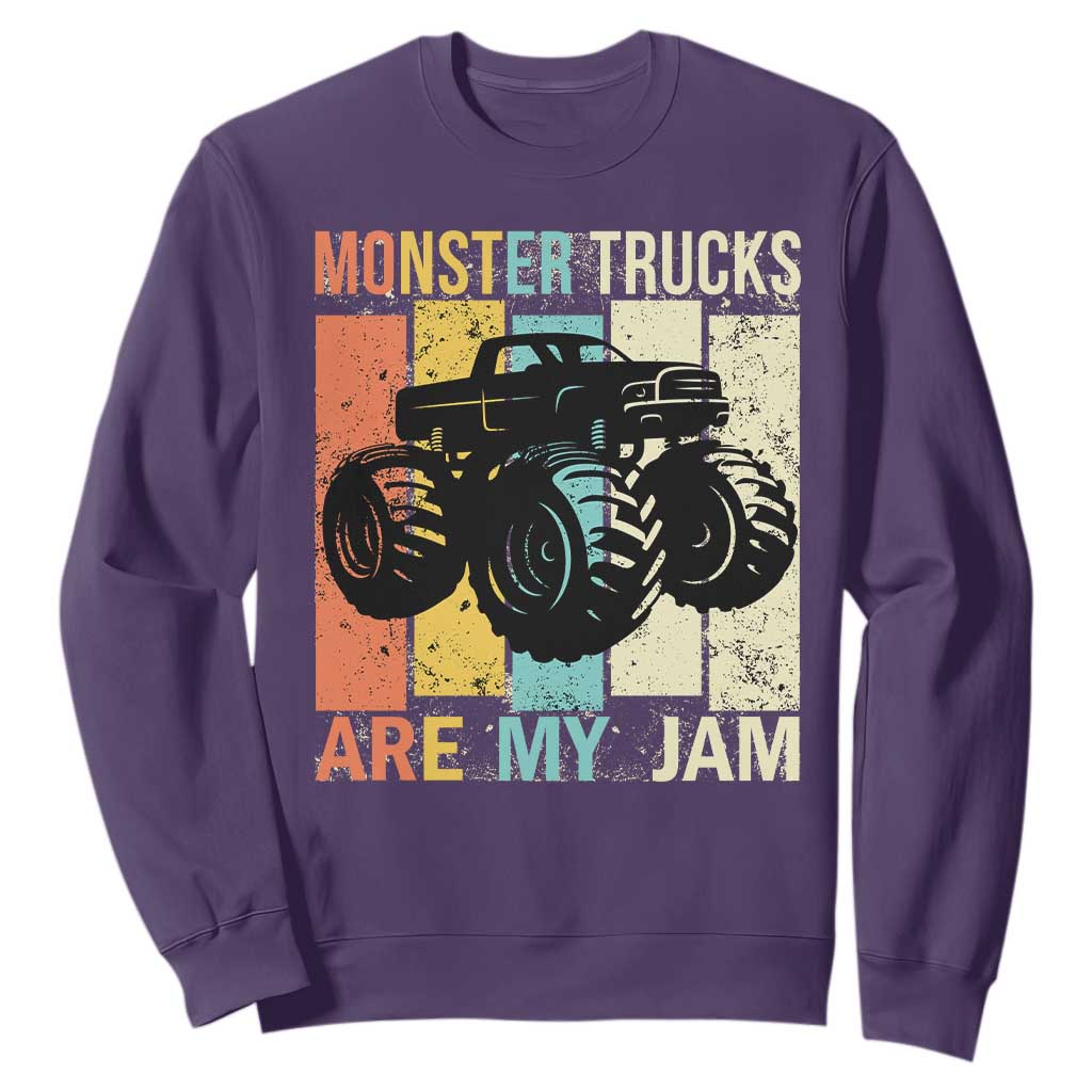 Monster Trucks Are My Jam Sweatshirt Vintage Retro TS02 Purple Print Your Wear