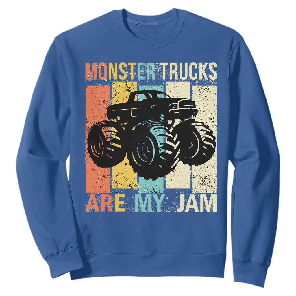 Monster Trucks Are My Jam Sweatshirt Vintage Retro TS02 Royal Blue Print Your Wear