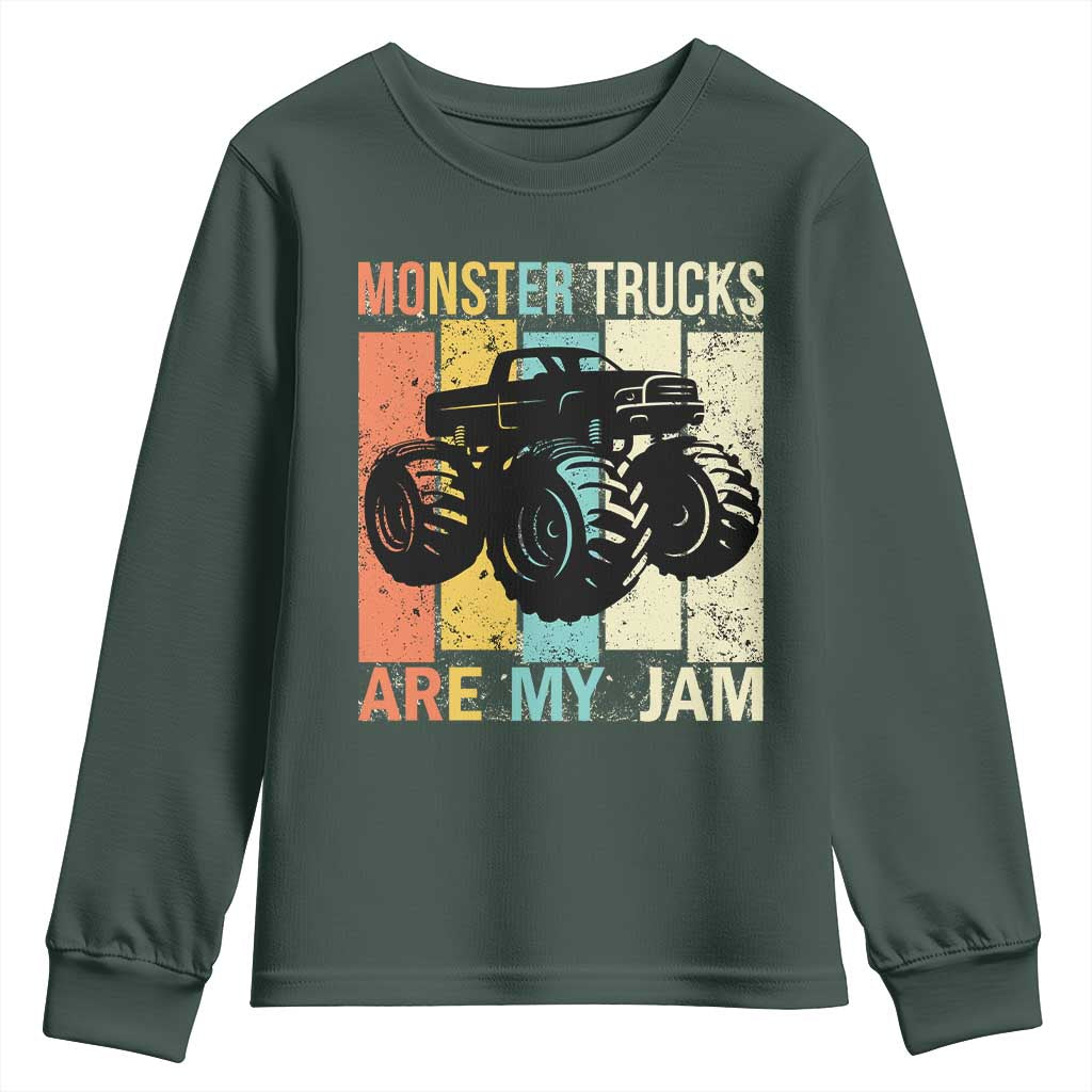 Monster Trucks Are My Jam Youth Sweatshirt Vintage Retro TS02 Dark Forest Green Print Your Wear
