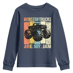 Monster Trucks Are My Jam Youth Sweatshirt Vintage Retro TS02 Navy Print Your Wear