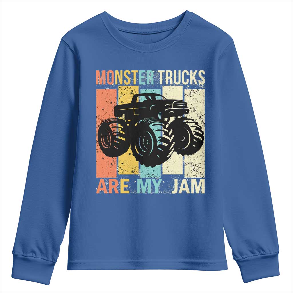 Monster Trucks Are My Jam Youth Sweatshirt Vintage Retro TS02 Royal Blue Print Your Wear