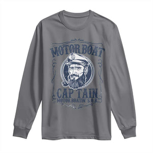 Motor Boat Captain Long Sleeve Shirt Funny Pontoon Boating Motor Boatin Lake Life TS02 Charcoal Print Your Wear