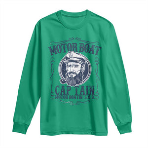 Motor Boat Captain Long Sleeve Shirt Funny Pontoon Boating Motor Boatin Lake Life TS02 Irish Green Print Your Wear