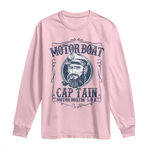 Motor Boat Captain Long Sleeve Shirt Funny Pontoon Boating Motor Boatin Lake Life TS02 Light Pink Print Your Wear