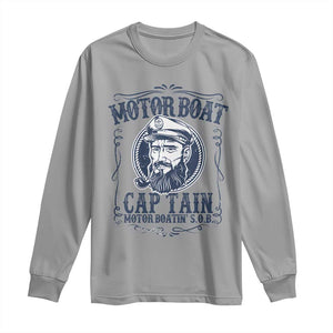 Motor Boat Captain Long Sleeve Shirt Funny Pontoon Boating Motor Boatin Lake Life TS02 Sport Gray Print Your Wear