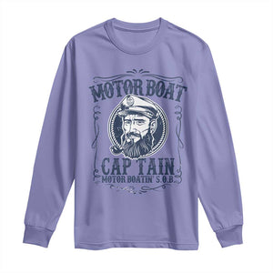 Motor Boat Captain Long Sleeve Shirt Funny Pontoon Boating Motor Boatin Lake Life TS02 Violet Print Your Wear