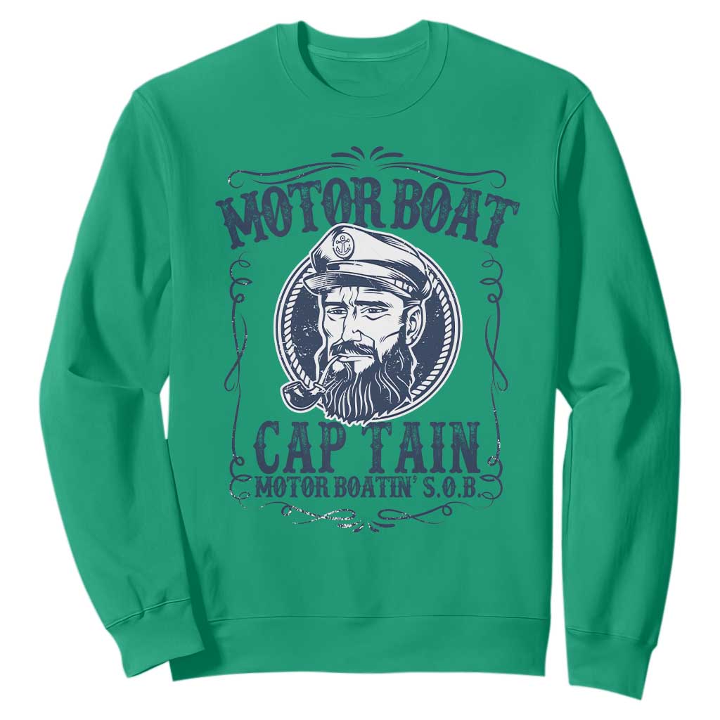 Motor Boat Captain Sweatshirt Funny Pontoon Boating Motor Boatin Lake Life TS02 Irish Green Print Your Wear