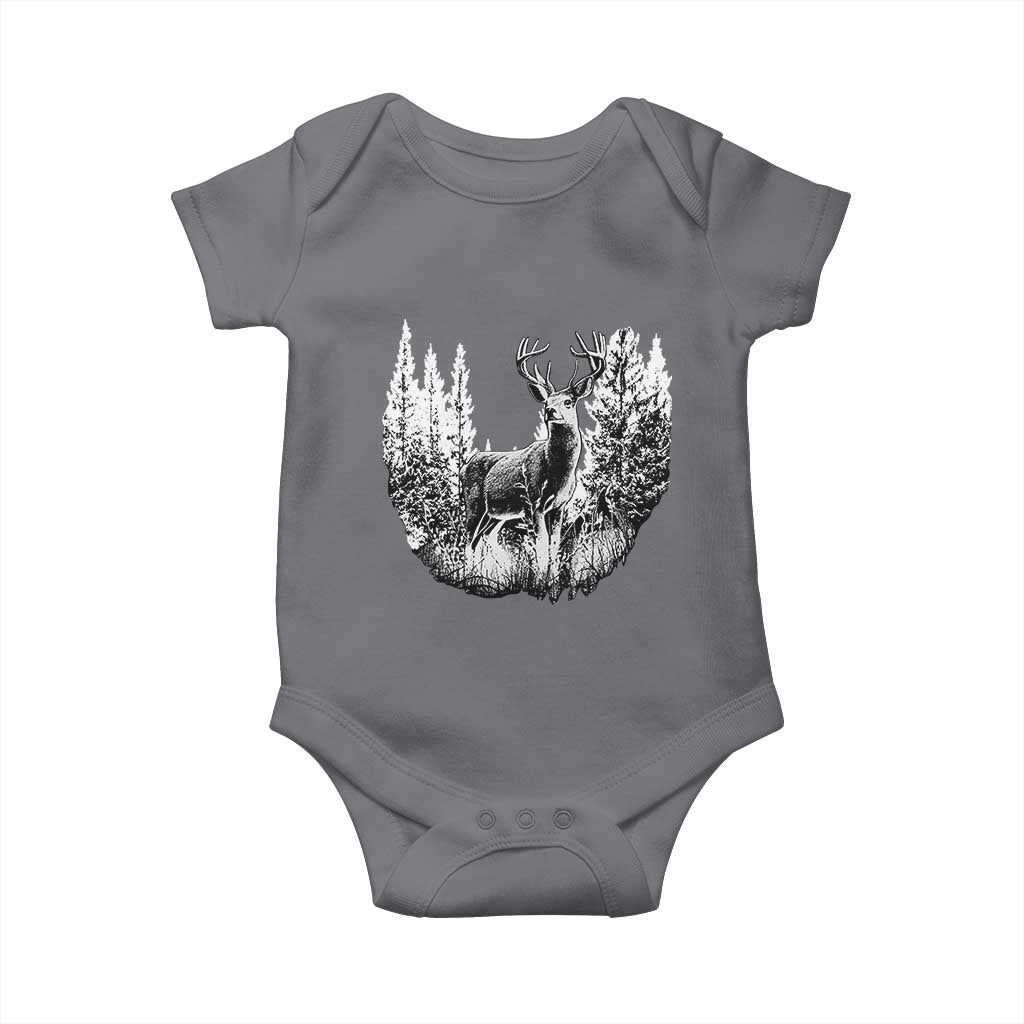 Deer Hunting Baby Onesie Deer Forest Nature Lover Stag Hunter TS02 Charcoal Print Your Wear