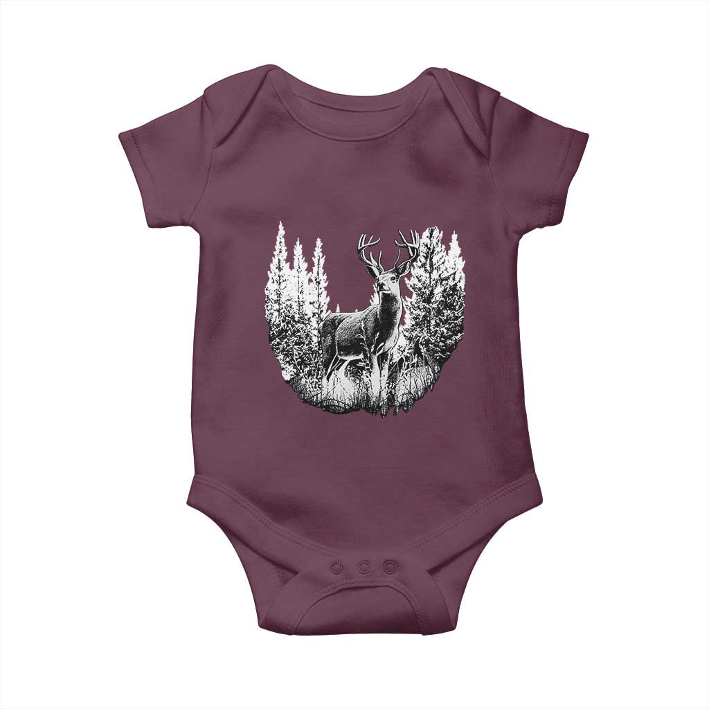 Deer Hunting Baby Onesie Deer Forest Nature Lover Stag Hunter TS02 Maroon Print Your Wear