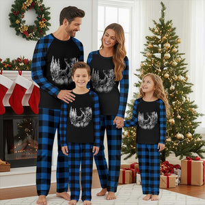 Deer Hunting Plaid Pajama Set Deer Forest Nature Lover Stag Hunter TS02 Blue Plaid Print Your Wear