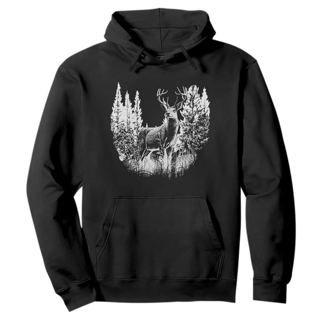Deer Hunting Hoodie Deer Forest Nature Lover Stag Hunter TS02 Black Print Your Wear